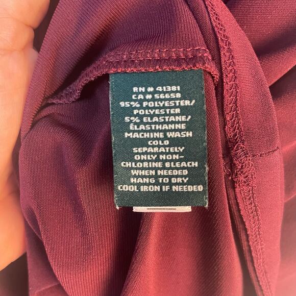 Ralph Lauren Burgundy Dress Sz 10 Drape Ruffle V-Neck Lined Preppy Career - Picture 7 of 7